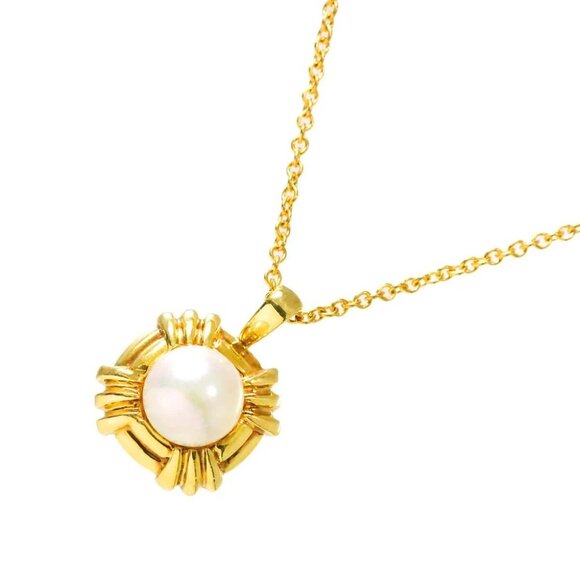 TIFFANY Co. Akoya Pearl 6.2mm Necklace 18K Yellow Gold 750 90270687 - Picture 1 of 6